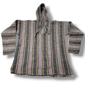 Baja Sweater Size Large Baja Hoodie Mexico Mexican Style Knit Sweatshirt W/ Flaw